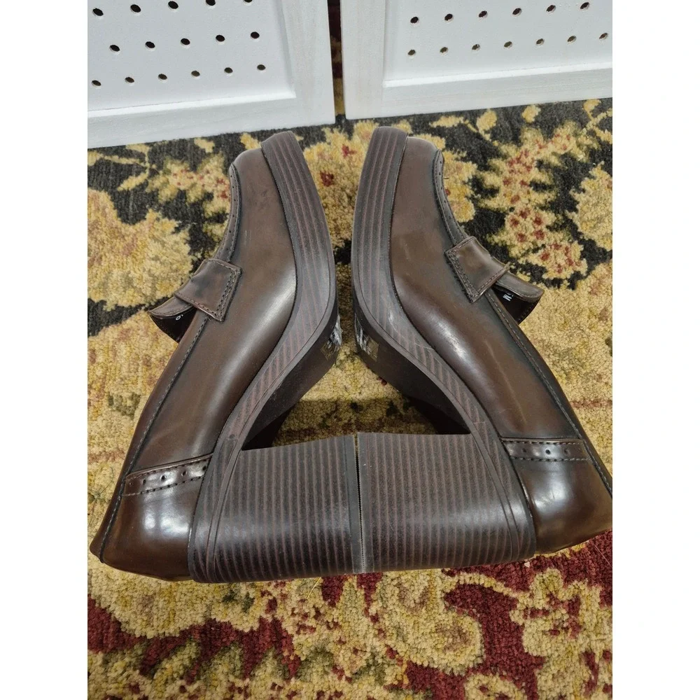 Pop Wilder Y2K Platform Penny Loafers Chunky Block Heel Dark Academia Size 9.5